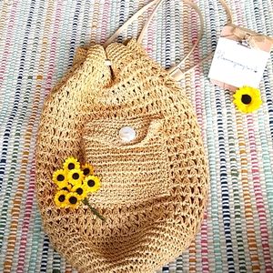 Straw Backpack Bag